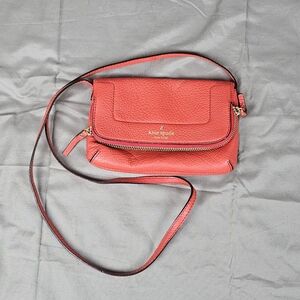 Kate Spade Cherry Red Purse Mariana Mansfield Pebbled Leather Foldover Crossbody